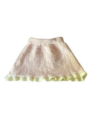 Soft Pink Bouclé Ruffle Hem Skirt